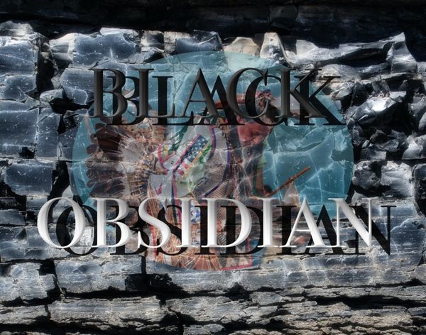 Black obsidian on a cliff